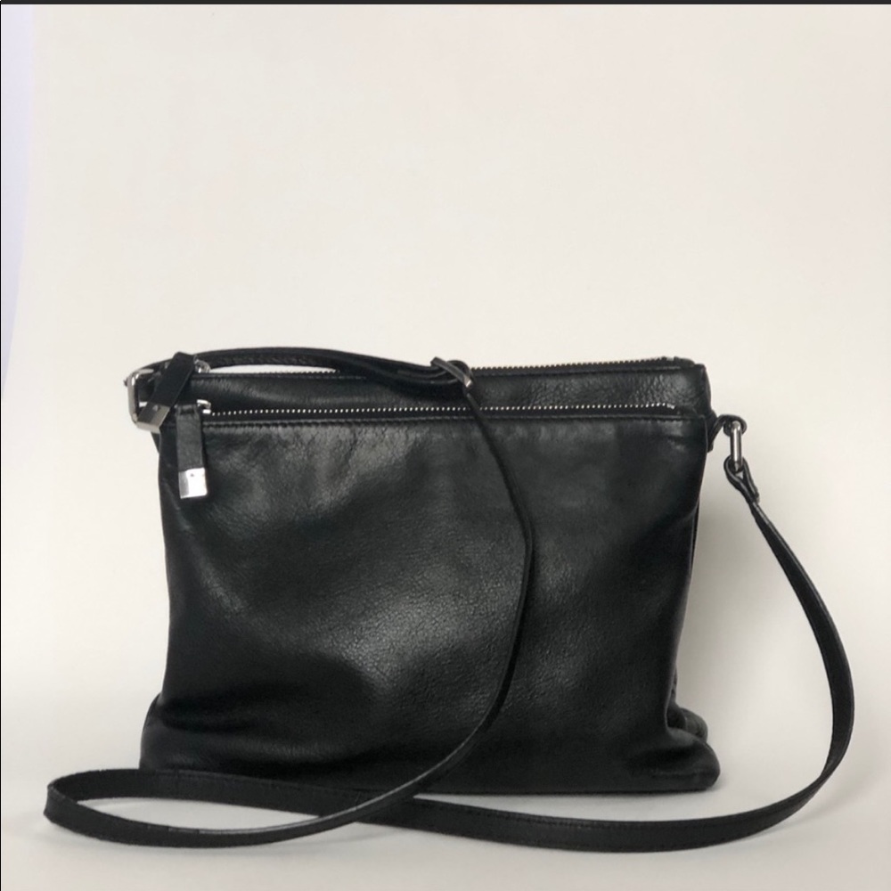 Margot Black Leather Crossbody Bag
